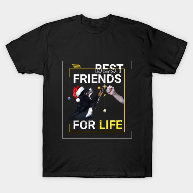 Bernese Mountain Dog Best Friends for Life Christmas T-Shirt by Xpert Apparel